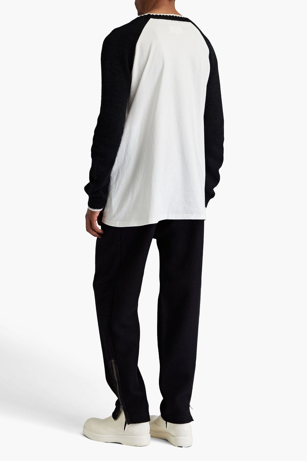 MAISON MARGIELA Jersey-paneled intarsia cotton-blend sweater
