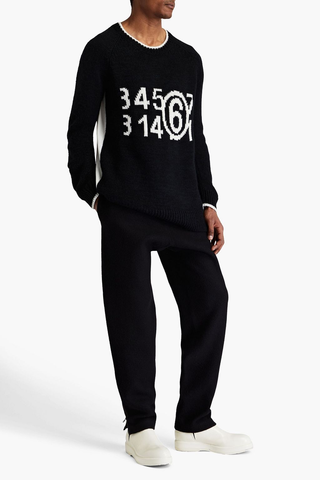 MAISON MARGIELA Jersey-paneled intarsia cotton-blend sweater