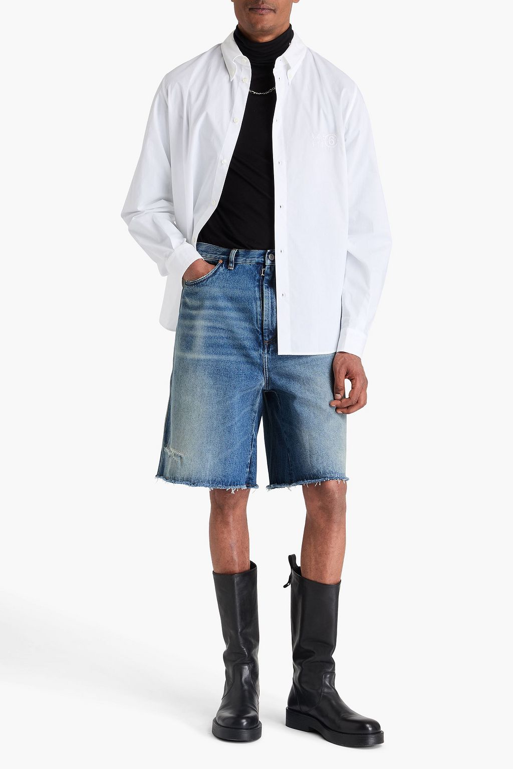 MM6 MAISON MARGIELA شورتات دينم بتأثير معتق