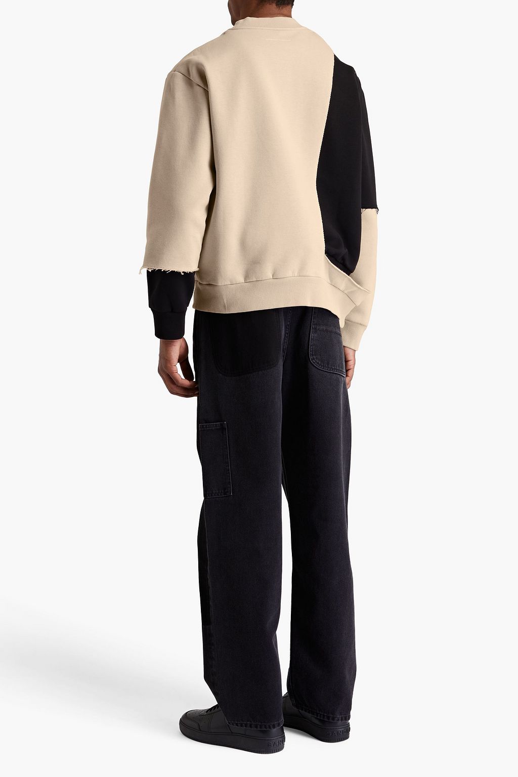 MM6 MAISON MARGIELA سويت شيرت من الفليس القطني مزين بطبعة شعار متعدد الطبقات