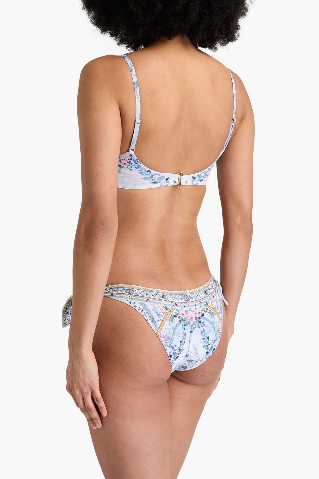 CAMILLA Crystal-embellished printed triangle bikini top