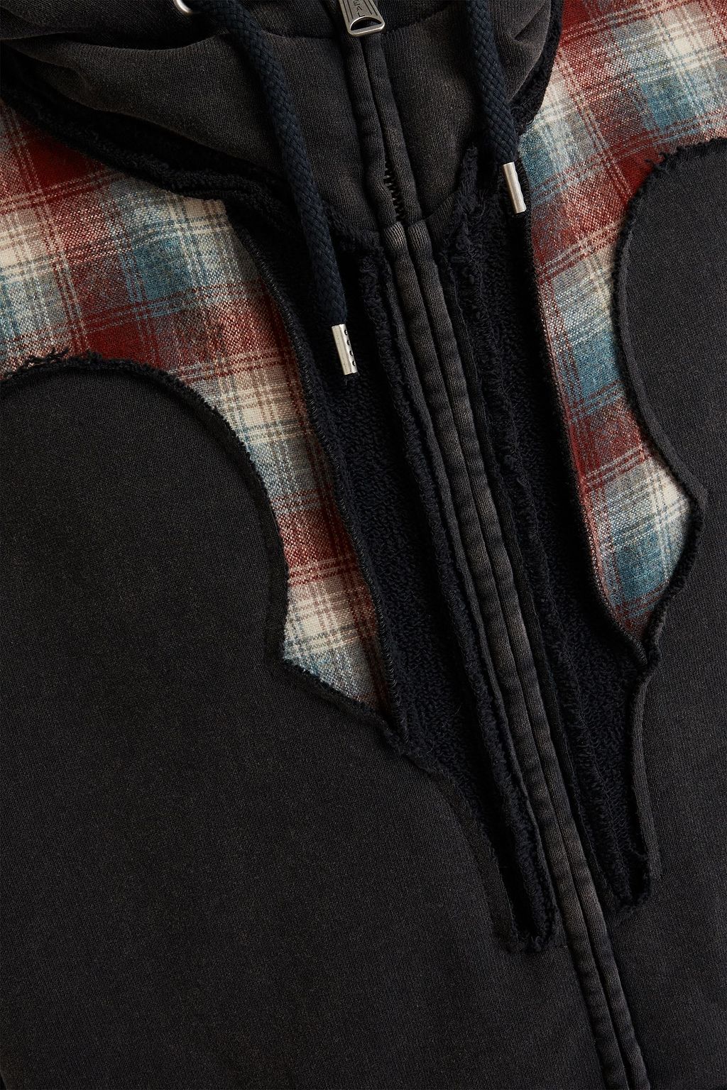 MAISON MARGIELA + Pendleton checked wool, shell and French cotton-terry hoodie