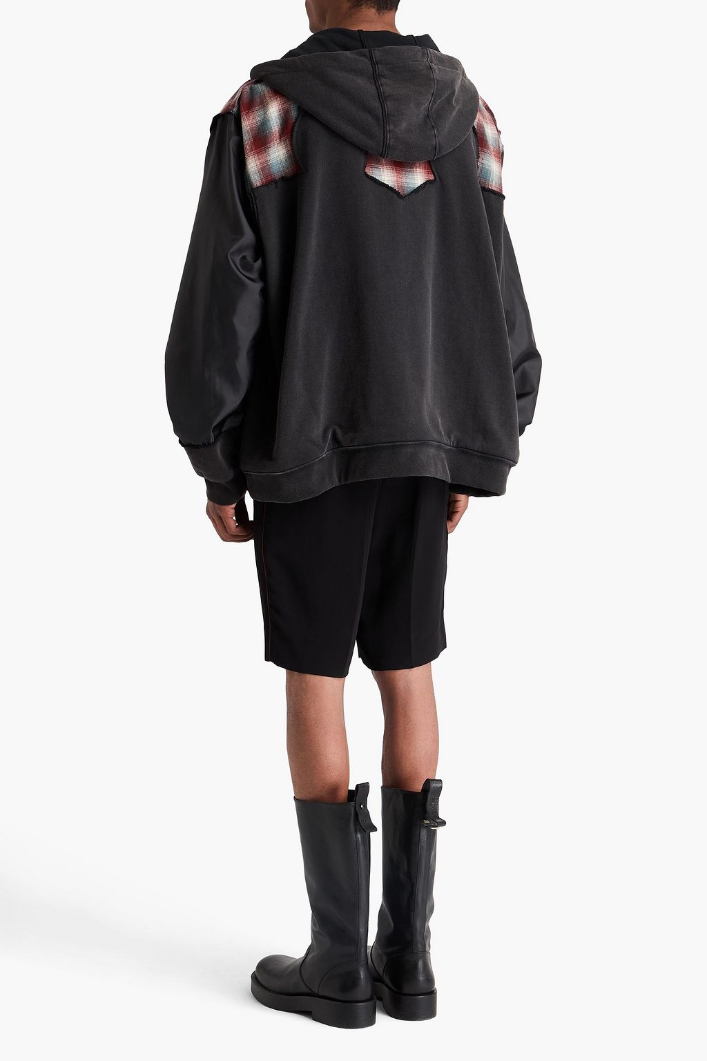 MAISON MARGIELA + Pendleton checked wool, shell and French cotton-terry hoodie