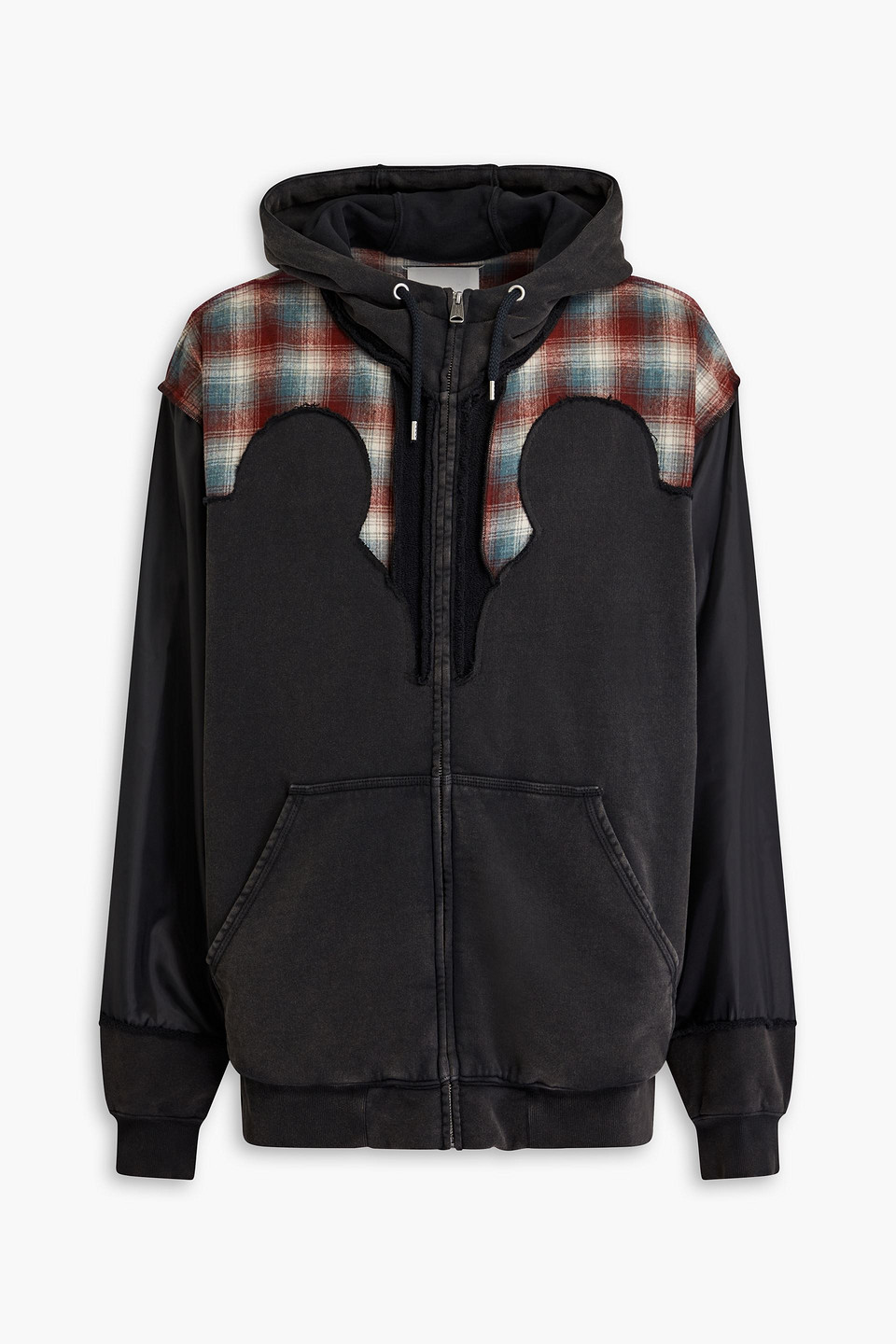 Maison Margiela Pendleton Checked Wool, Shell And French Cotton-terry Hoodie
