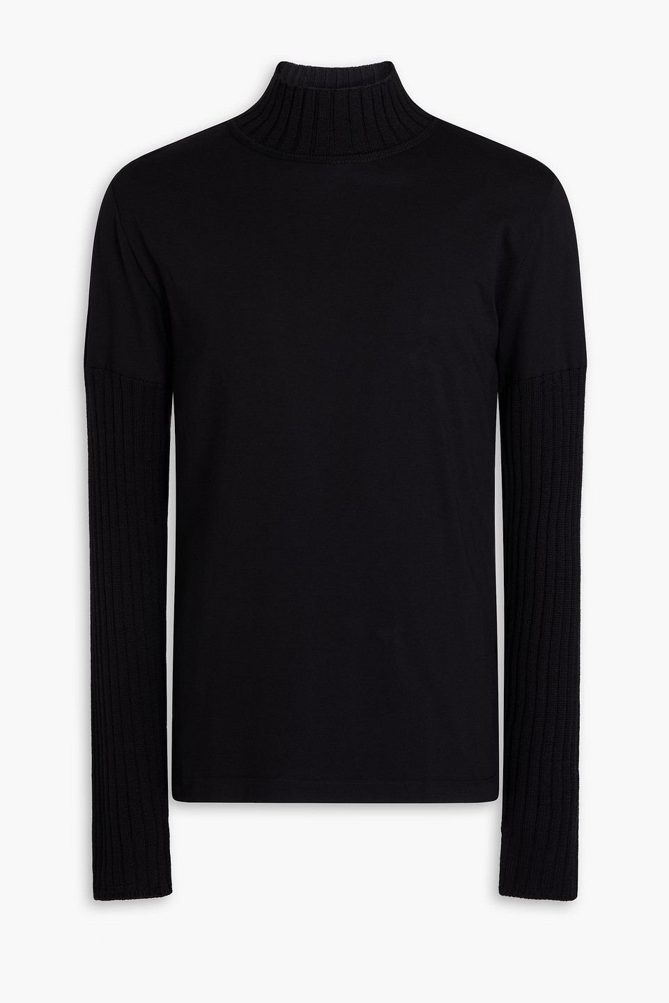 Mm6 Maison Margiela Cotton-jersey And Ribbed Wool-blend Sweatshirt In Black