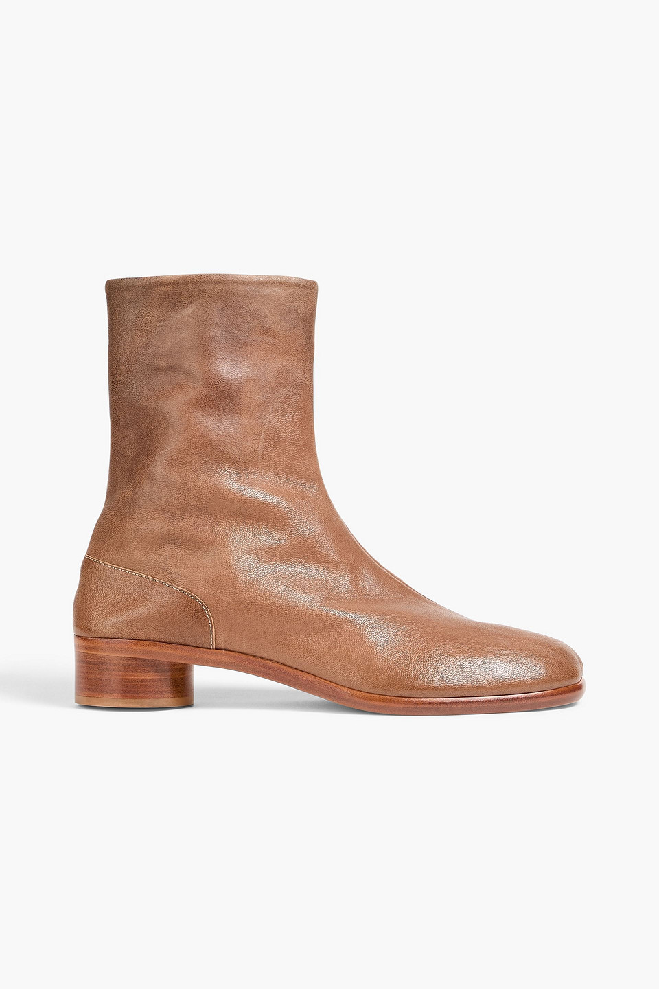 Maison Margiela Tabi Split-toe Leather Chelsea Boots In Brown