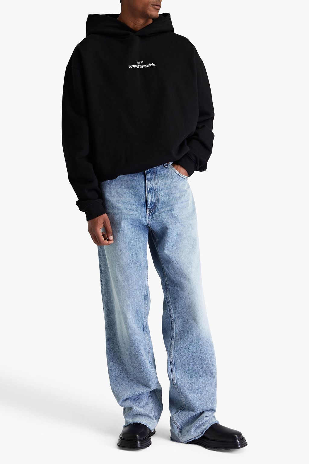 MAISON MARGIELA Embroidered French cotton-terry hoodie