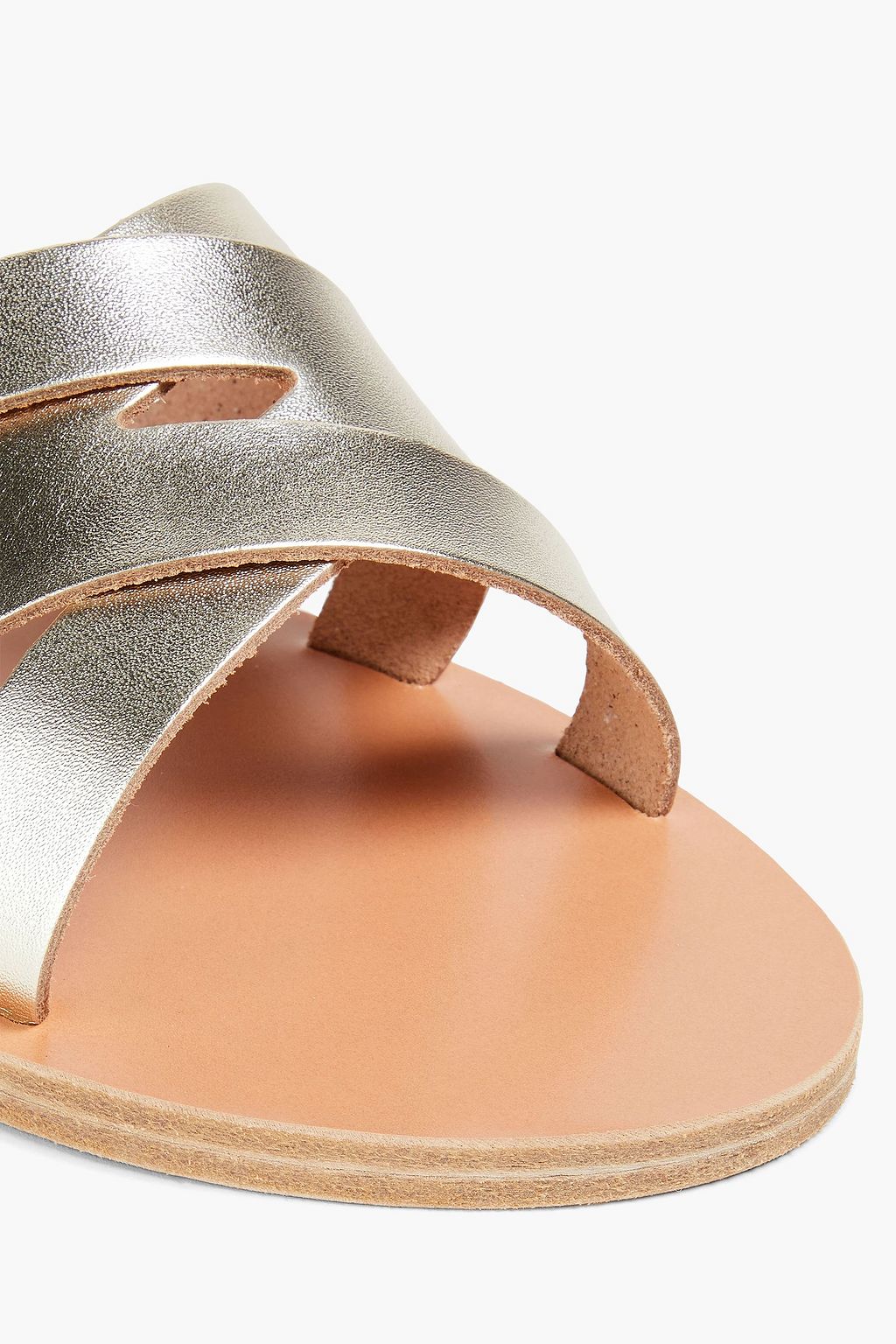 ANCIENT GREEK SANDALS صندل "بيسيديا" من الجلد بلون معدني