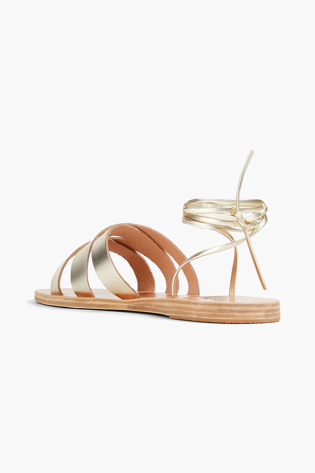 ANCIENT GREEK SANDALS صندل "بيسيديا" من الجلد بلون معدني