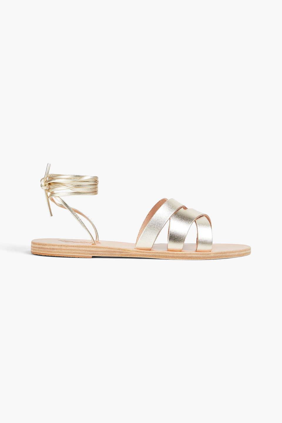 Ancient Greek Sandals Pisidia Metallic Leather Sandals In Platinum