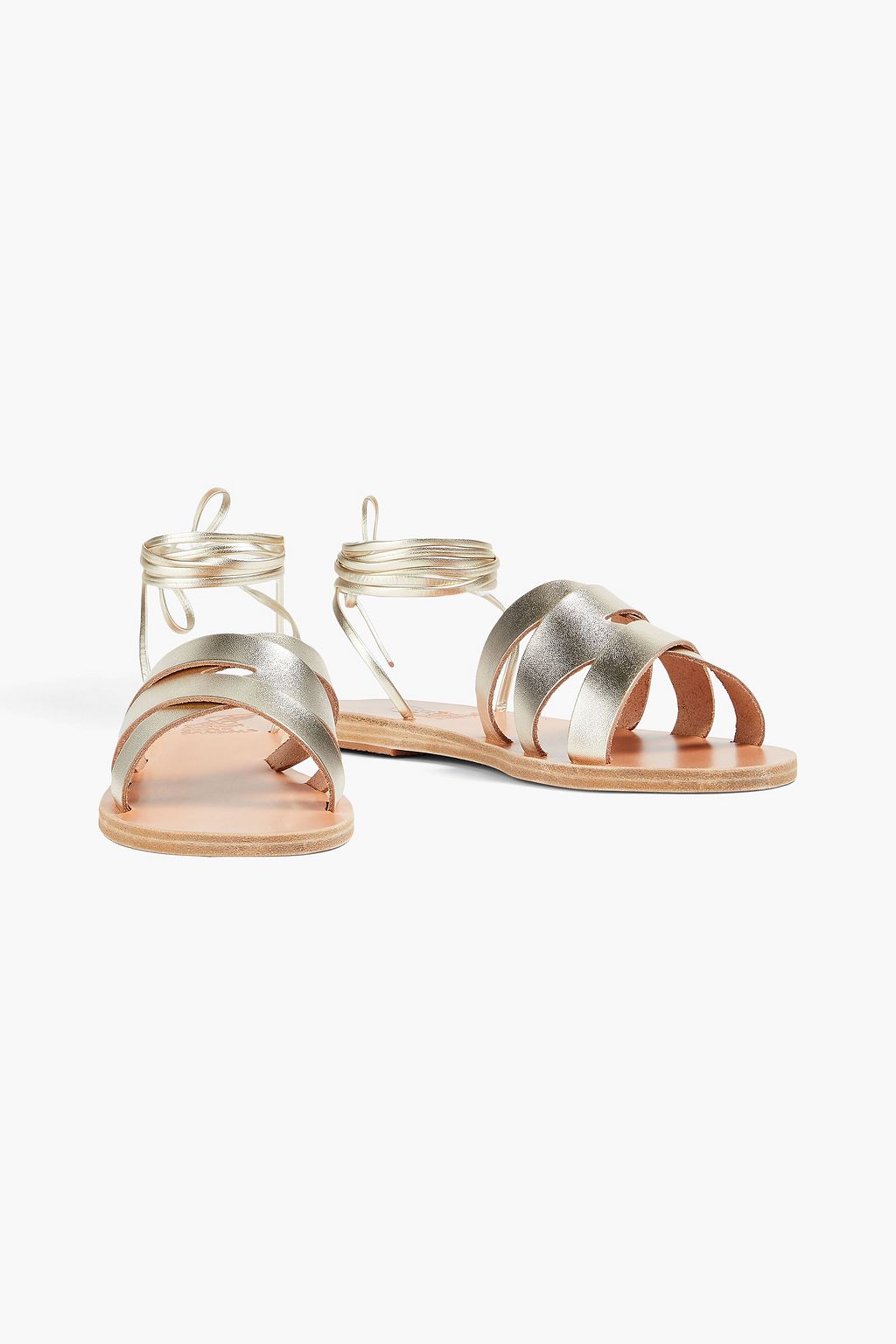 ANCIENT GREEK SANDALS صندل "بيسيديا" من الجلد بلون معدني