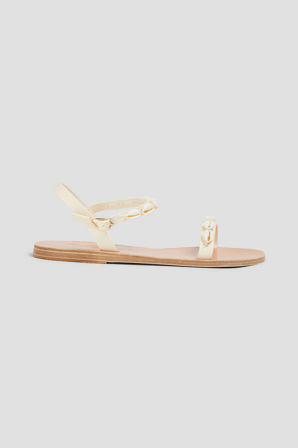 Ancient Greek Sandals Irida Sandalen Aus Leder Mit Shell-verzierung In Off-white