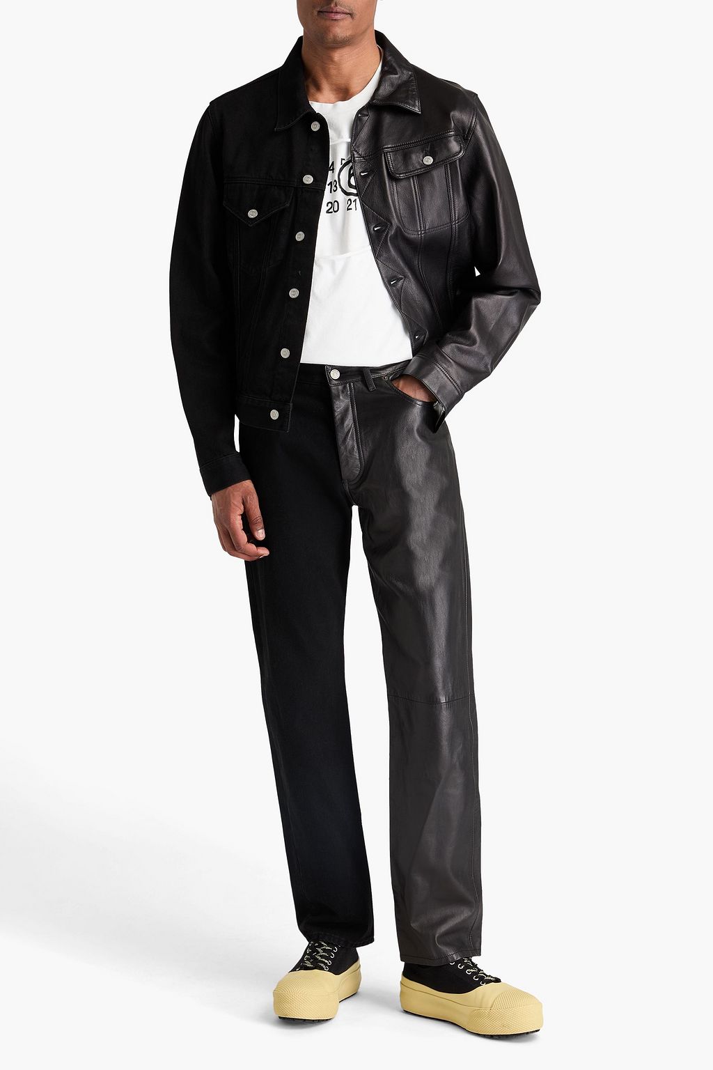 MM6 MAISON MARGIELA Denim and leather jeans