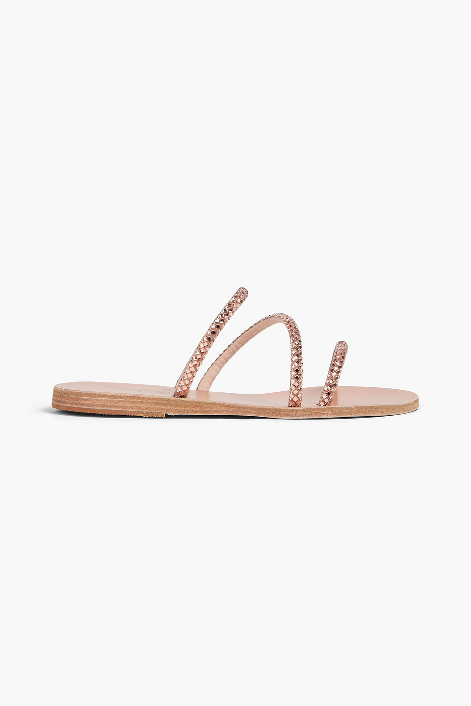 Ancient Greek Sandals Polytimi Crystal-embellished Leather Sandals In Rose Gold