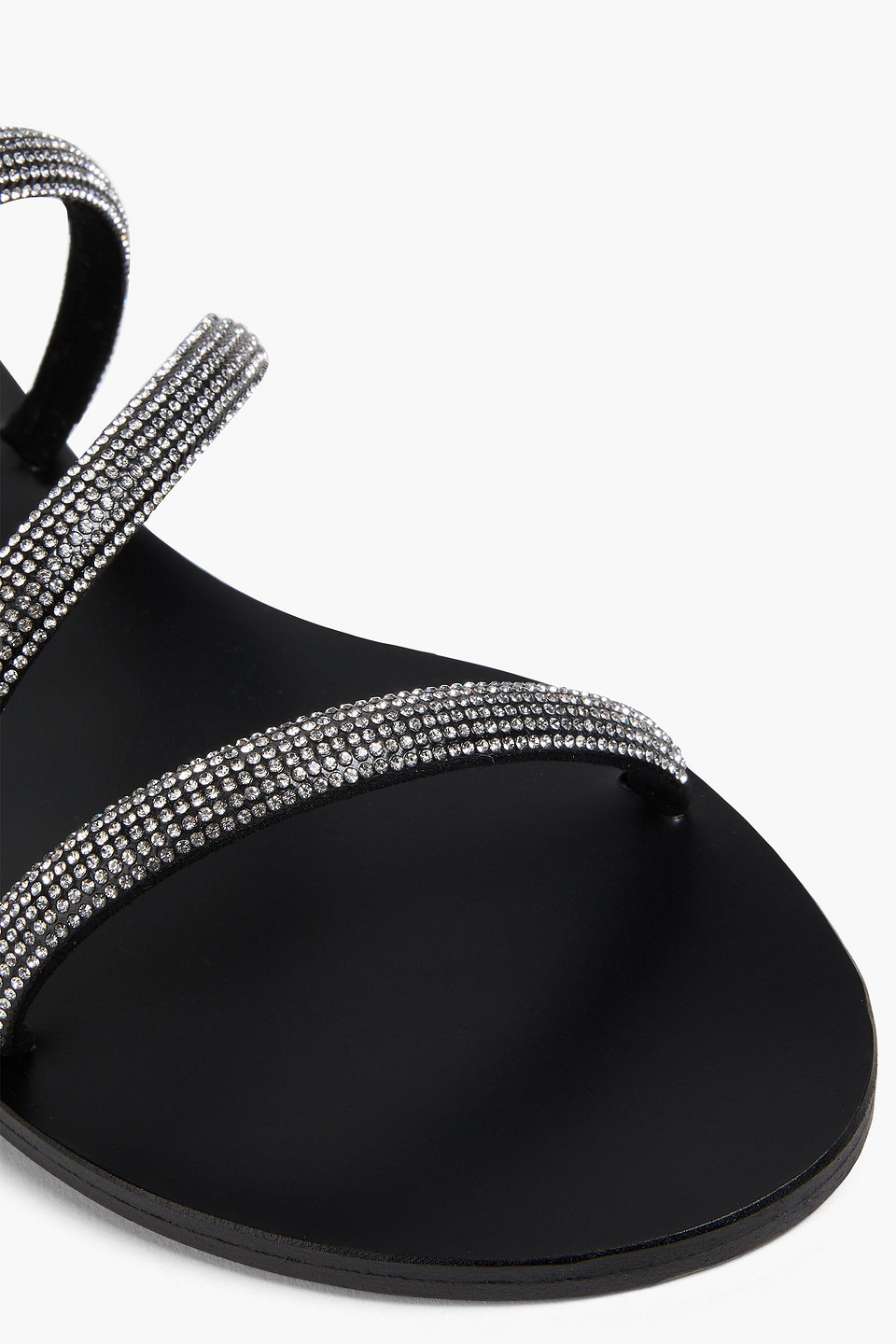 Ancient Greek Sandals Polytimi Crystal-embellished Leather Sandals In Black