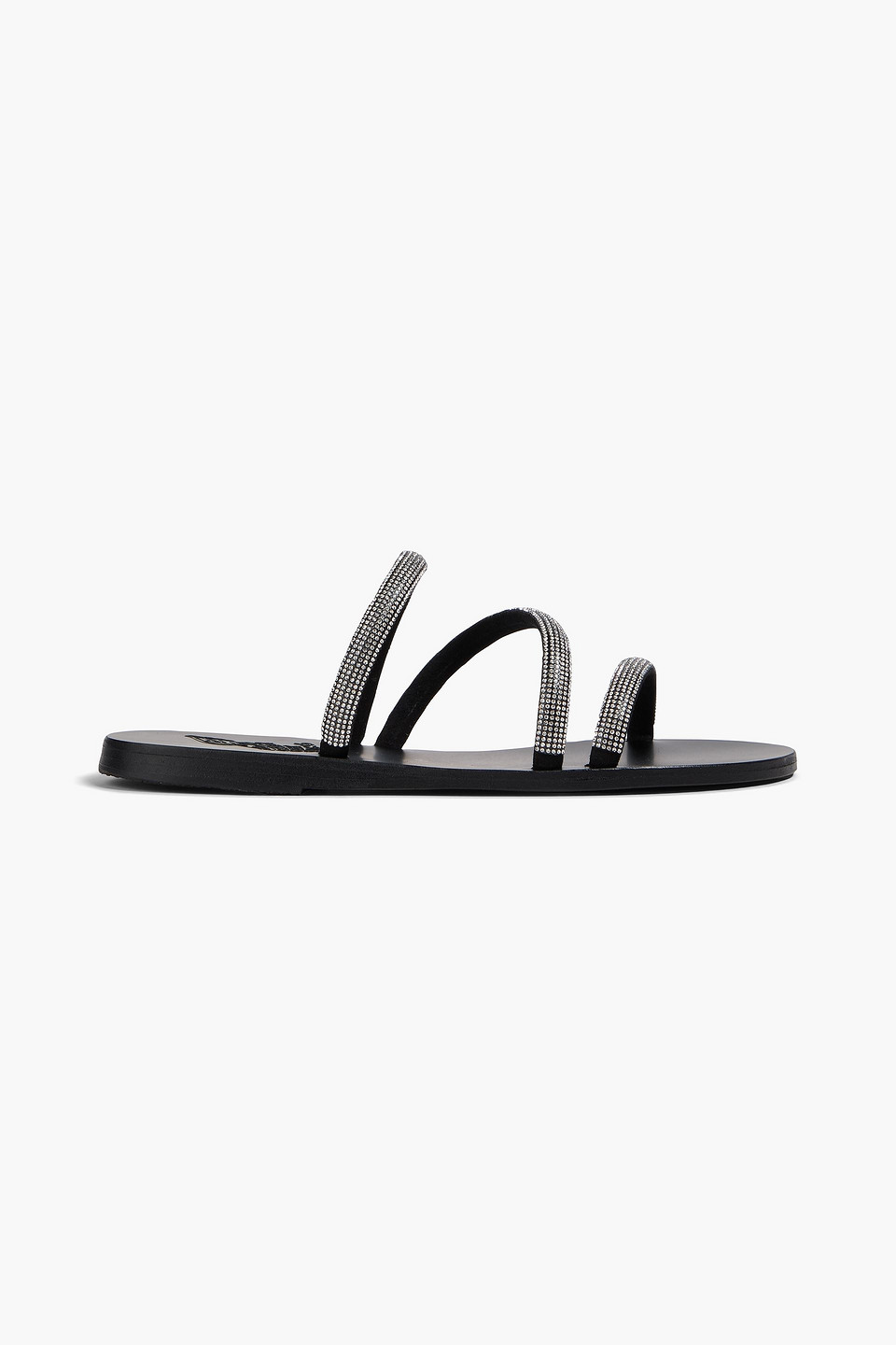 Ancient Greek Sandals Polytimi Crystal-embellished Leather Sandals In Black