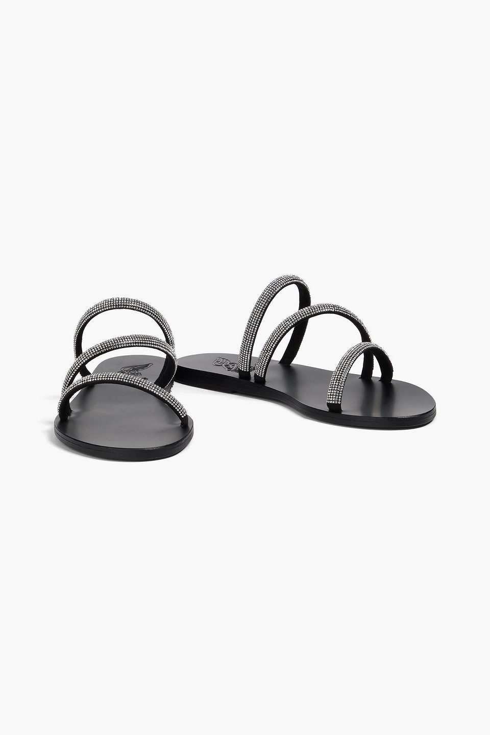Ancient Greek Sandals Polytimi Crystal-embellished Leather Sandals In Black