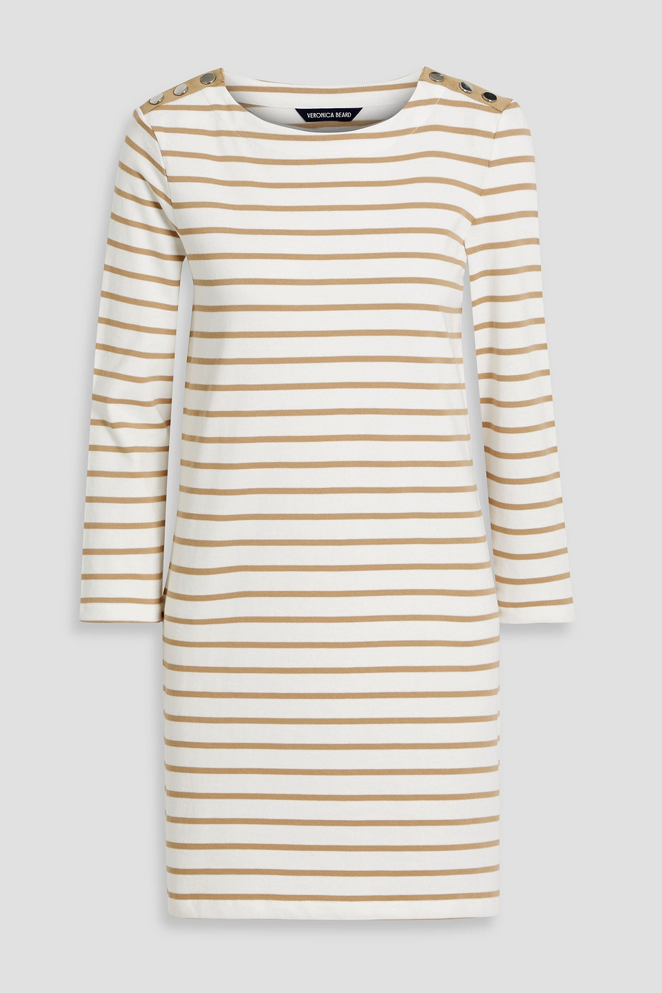 Veronica Beard Ruta Striped Cotton-jersey Mini Dress In Off-white