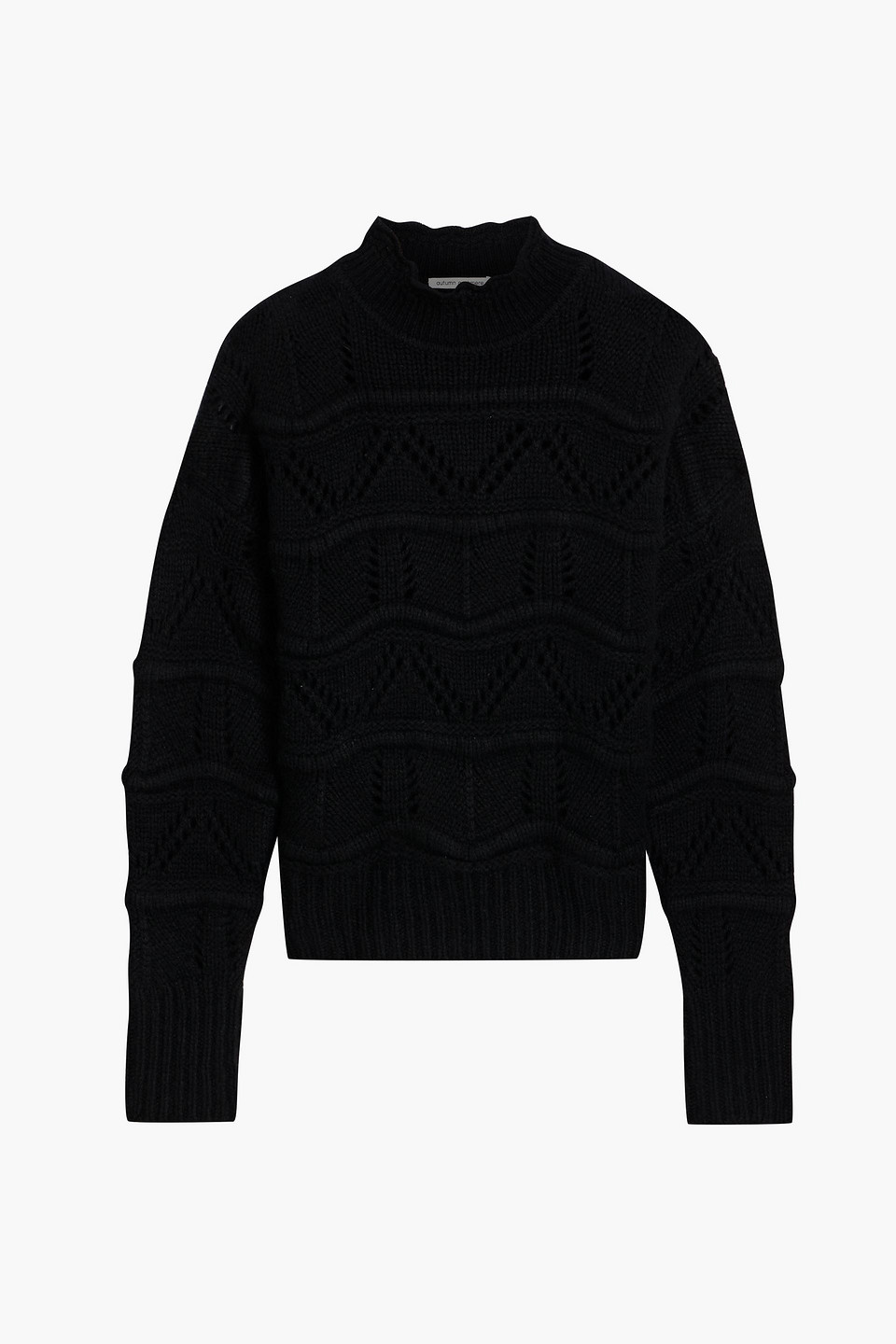 Autumn Cashmere Pointelle-knit Cashmere Turtleneck Sweater In Black