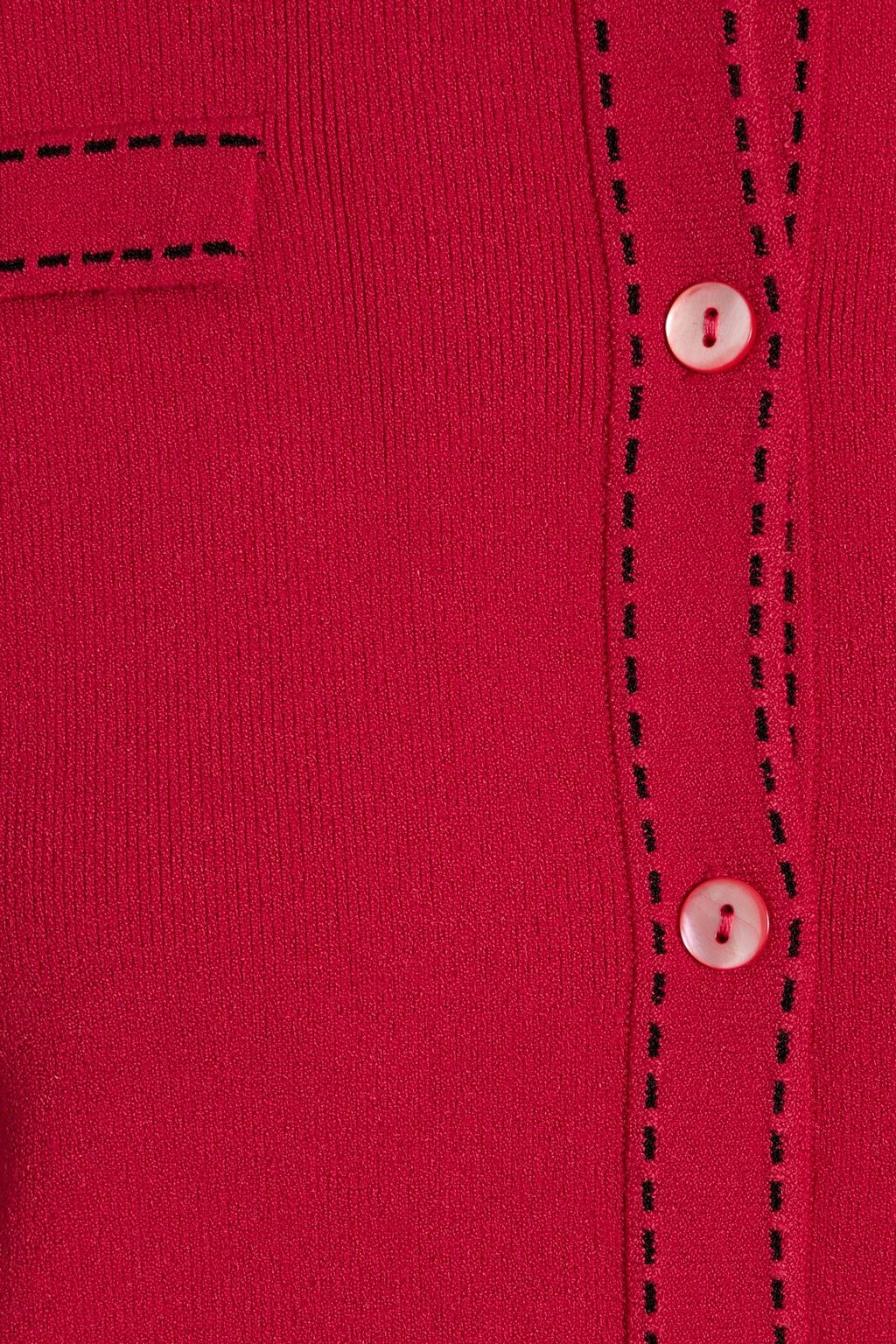 AUTUMN CASHMERE Topstitched ribbed-knit cardigan
