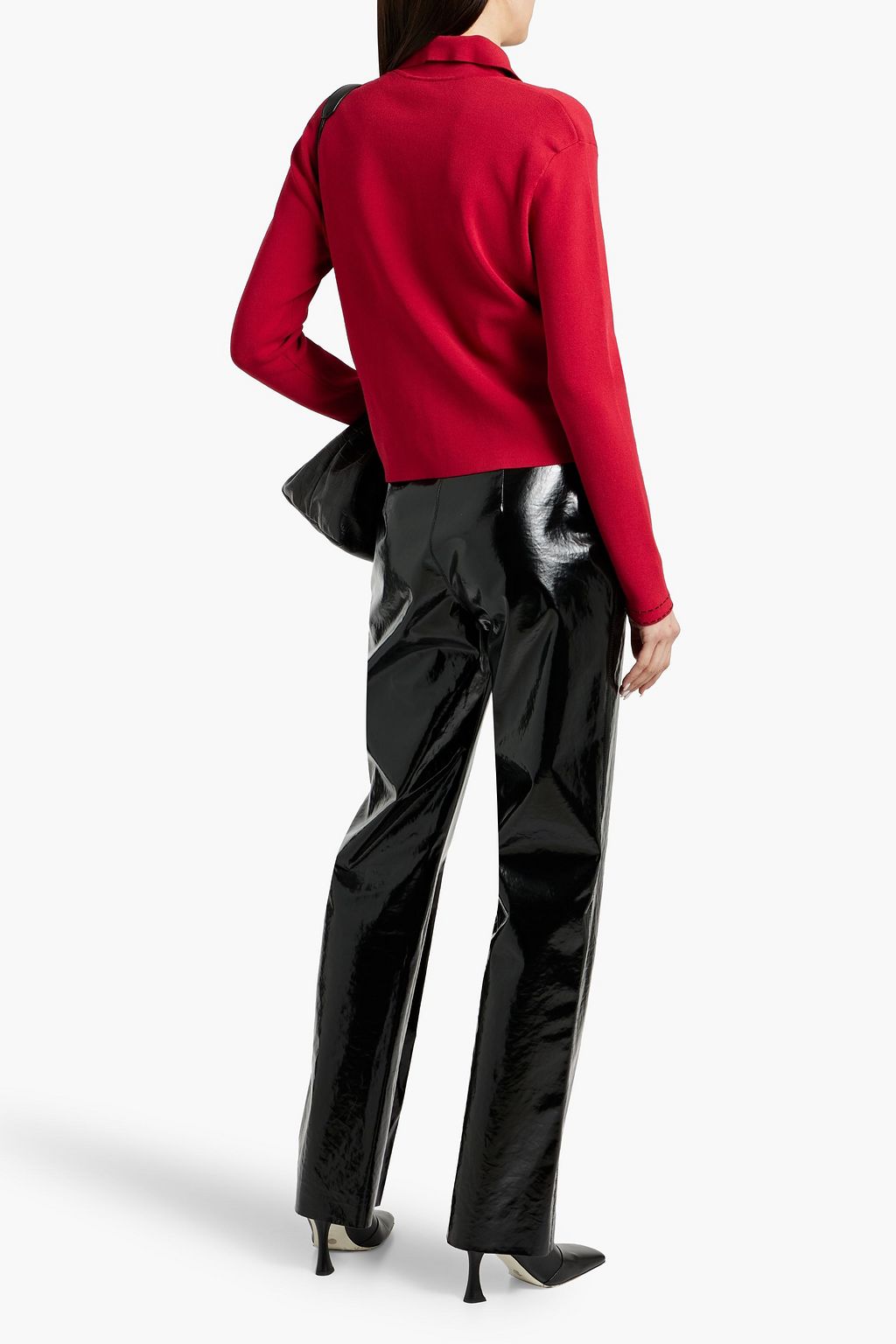AUTUMN CASHMERE Topstitched ribbed-knit cardigan
