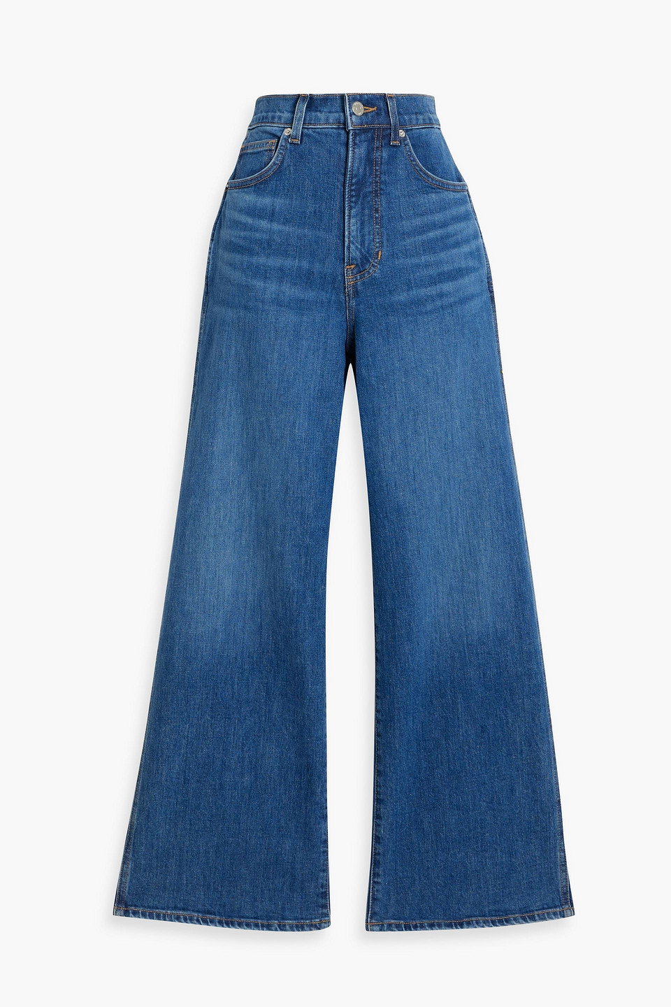 Veronica Beard Taylor Cropped High-rise Wide-leg Pants In Mid Denim