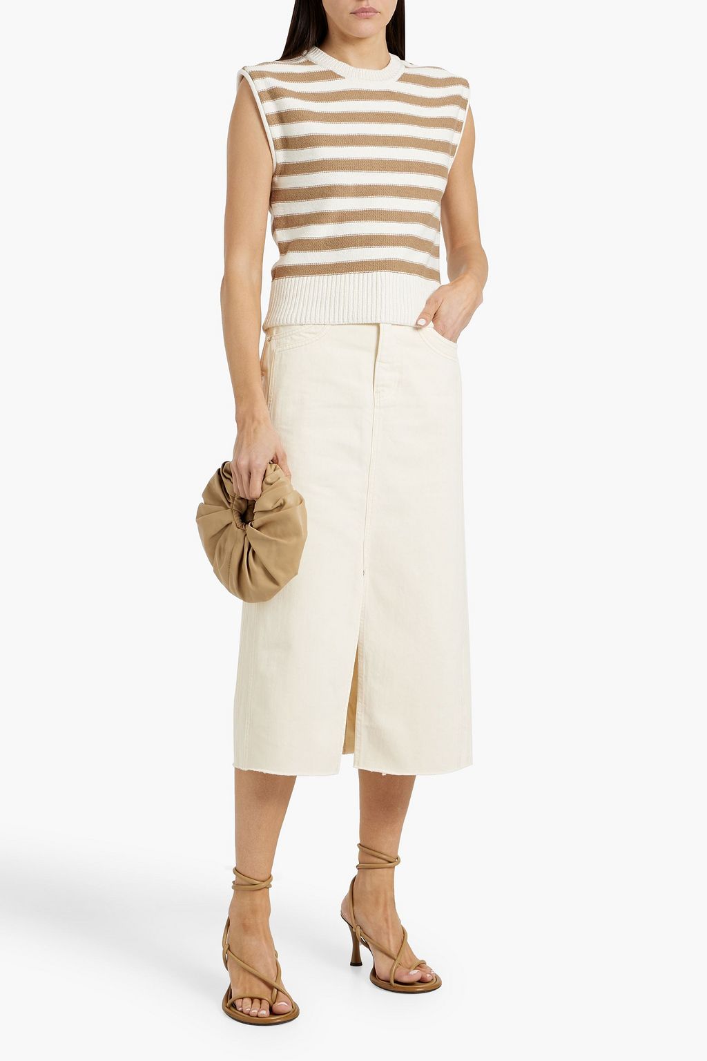 VERONICA BEARD Victoria paneled denim midi skirt