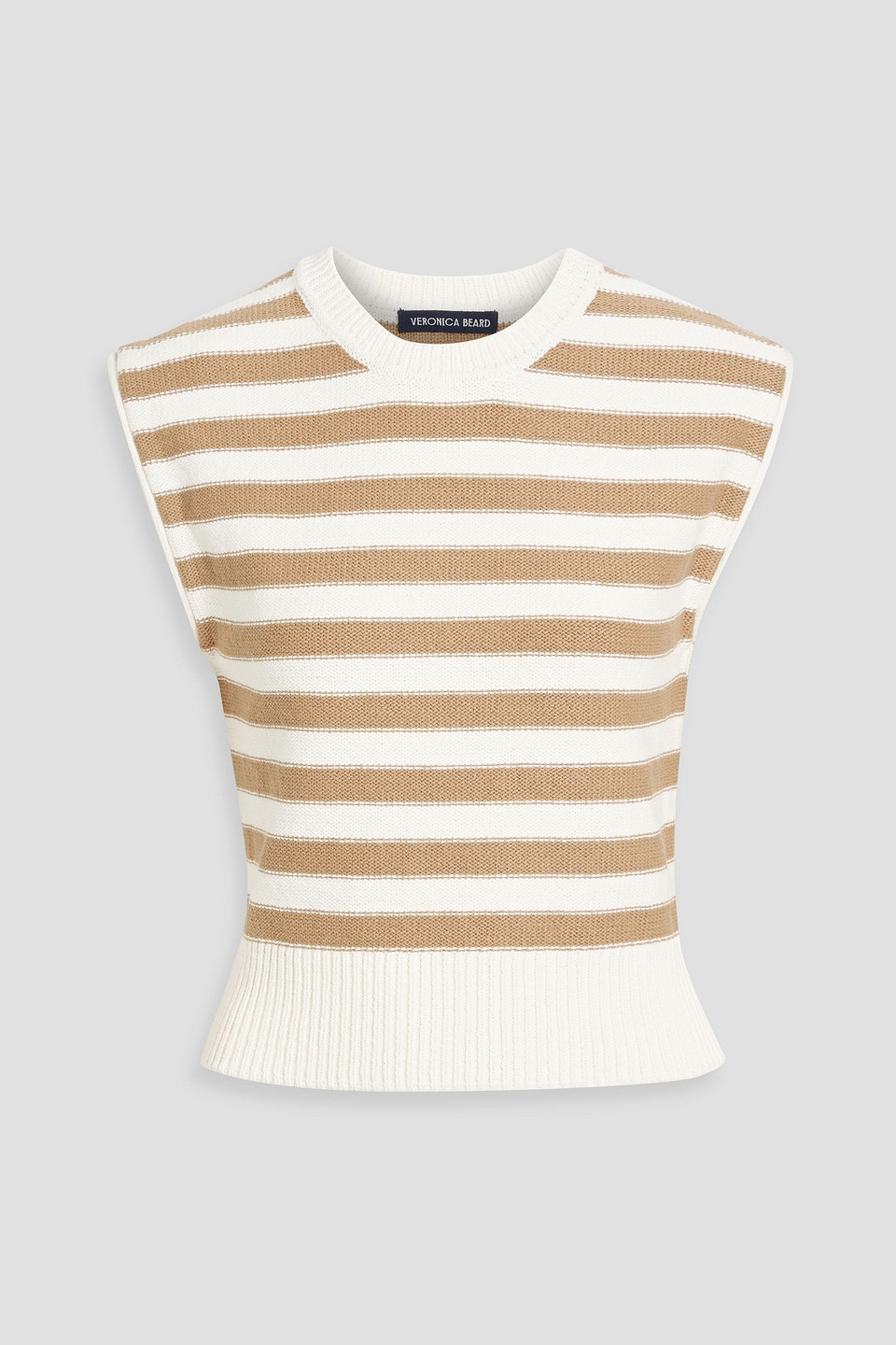 Veronica Beard Vera Striped Cotton Vest In Off-white