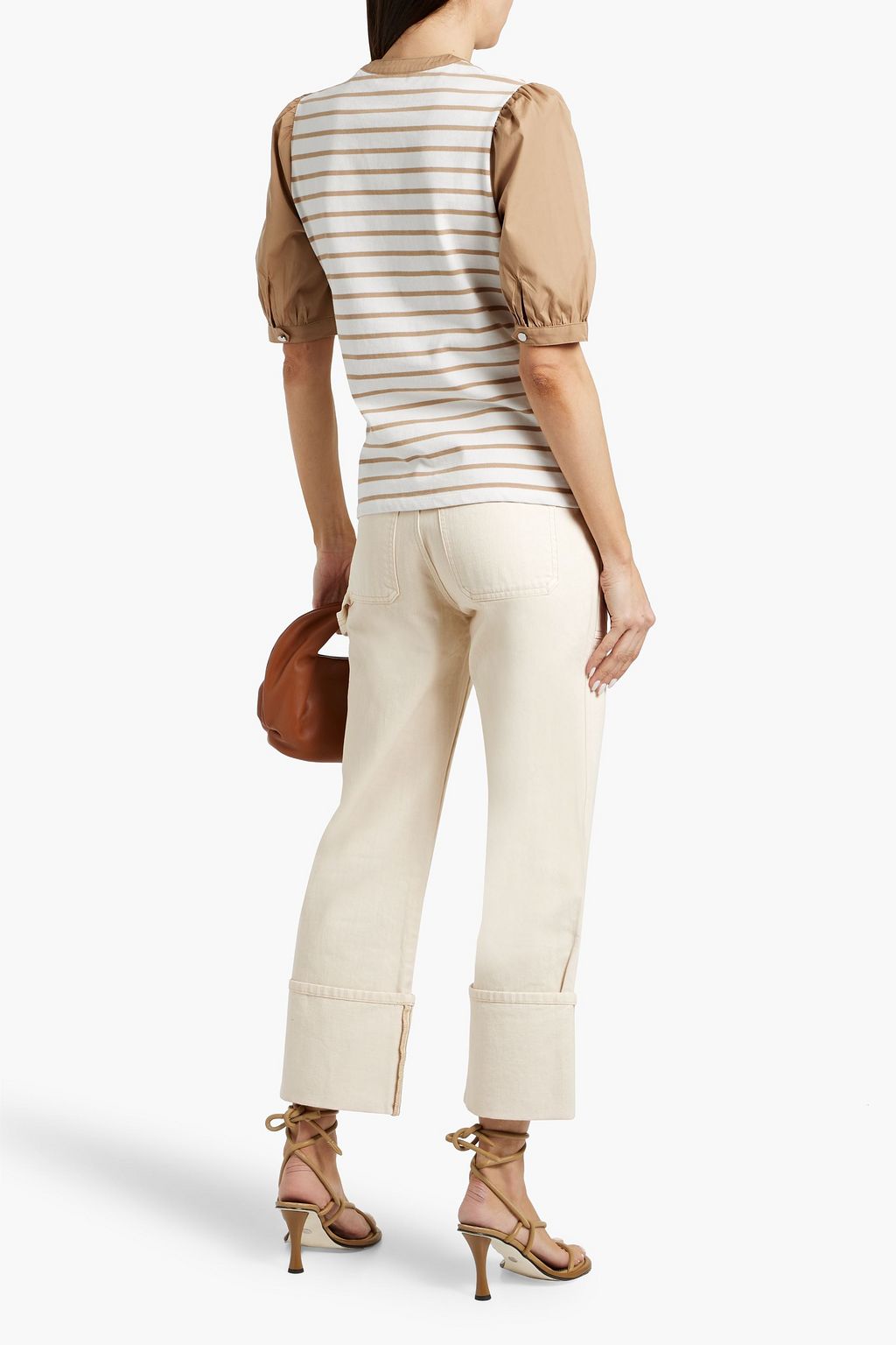 VERONICA BEARD Kellie poplin-trimmed striped cotton-jersey top