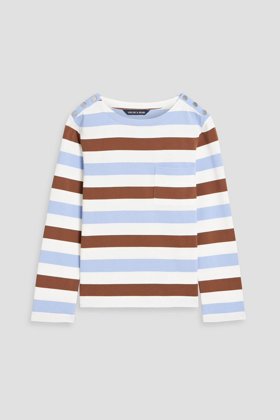 Veronica Beard Hovey Striped Cotton Top In Light Blue
