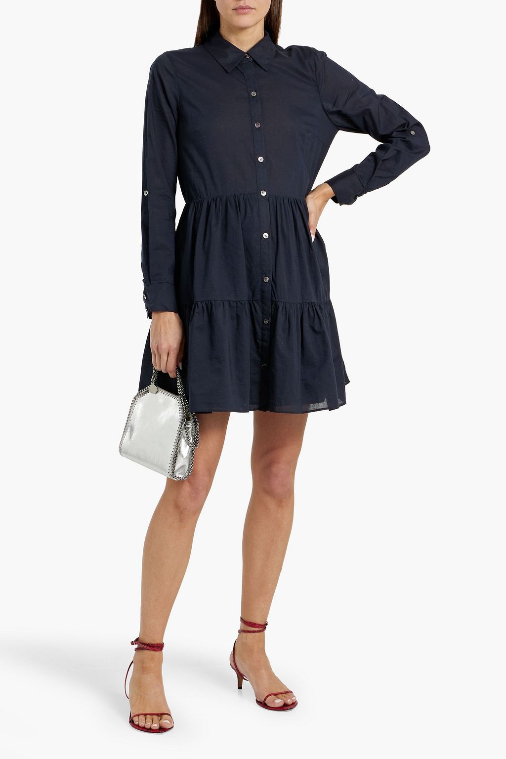 VERONICA BEARD Jemila tiered cotton mini shirt dress