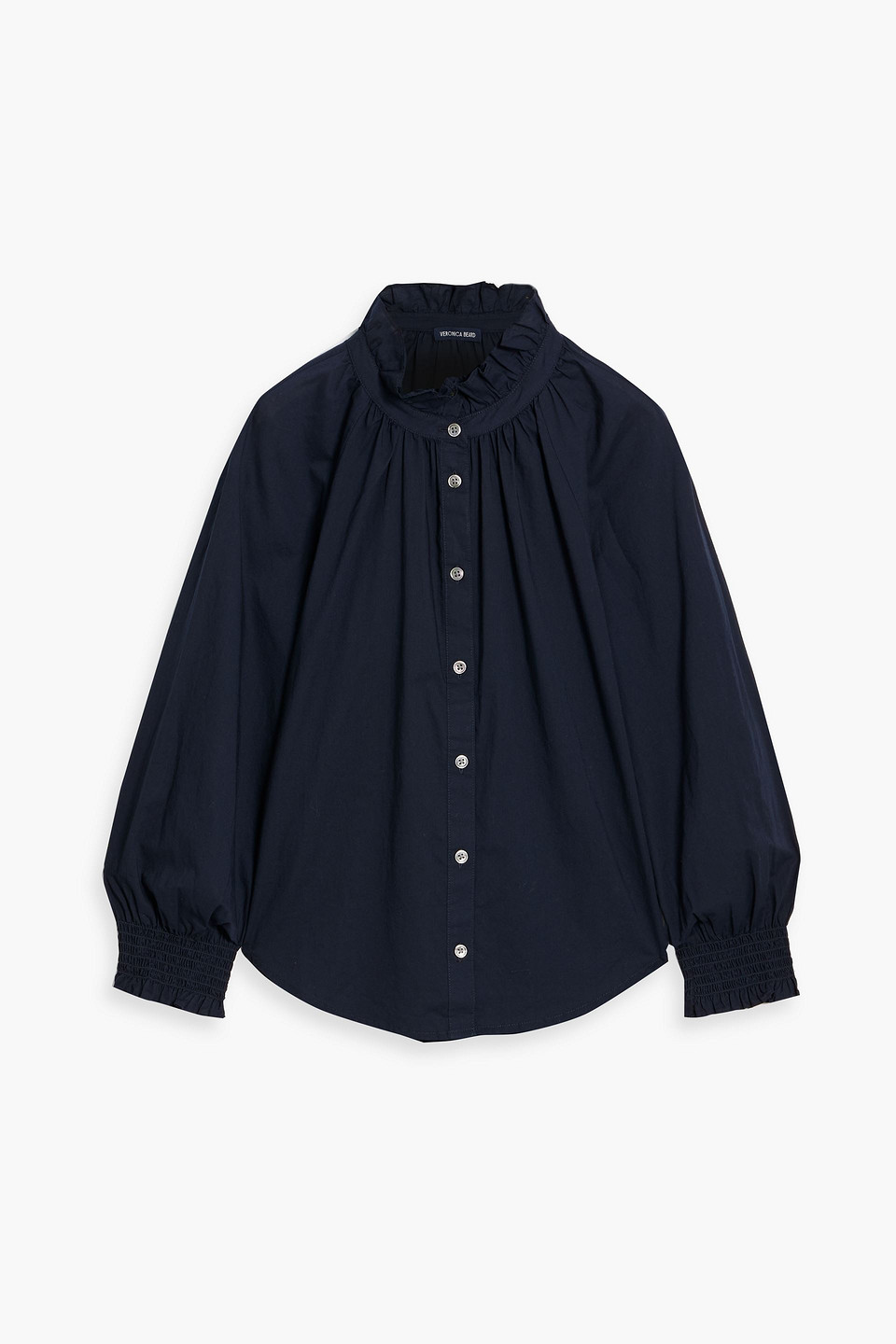 Veronica Beard Calisto Ruffled Cotton Shirt In Midnight Blue