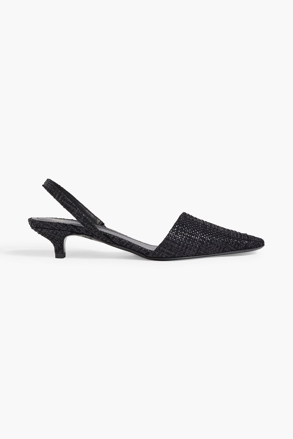 Totême Faux Raffia Slingback Pumps In Black