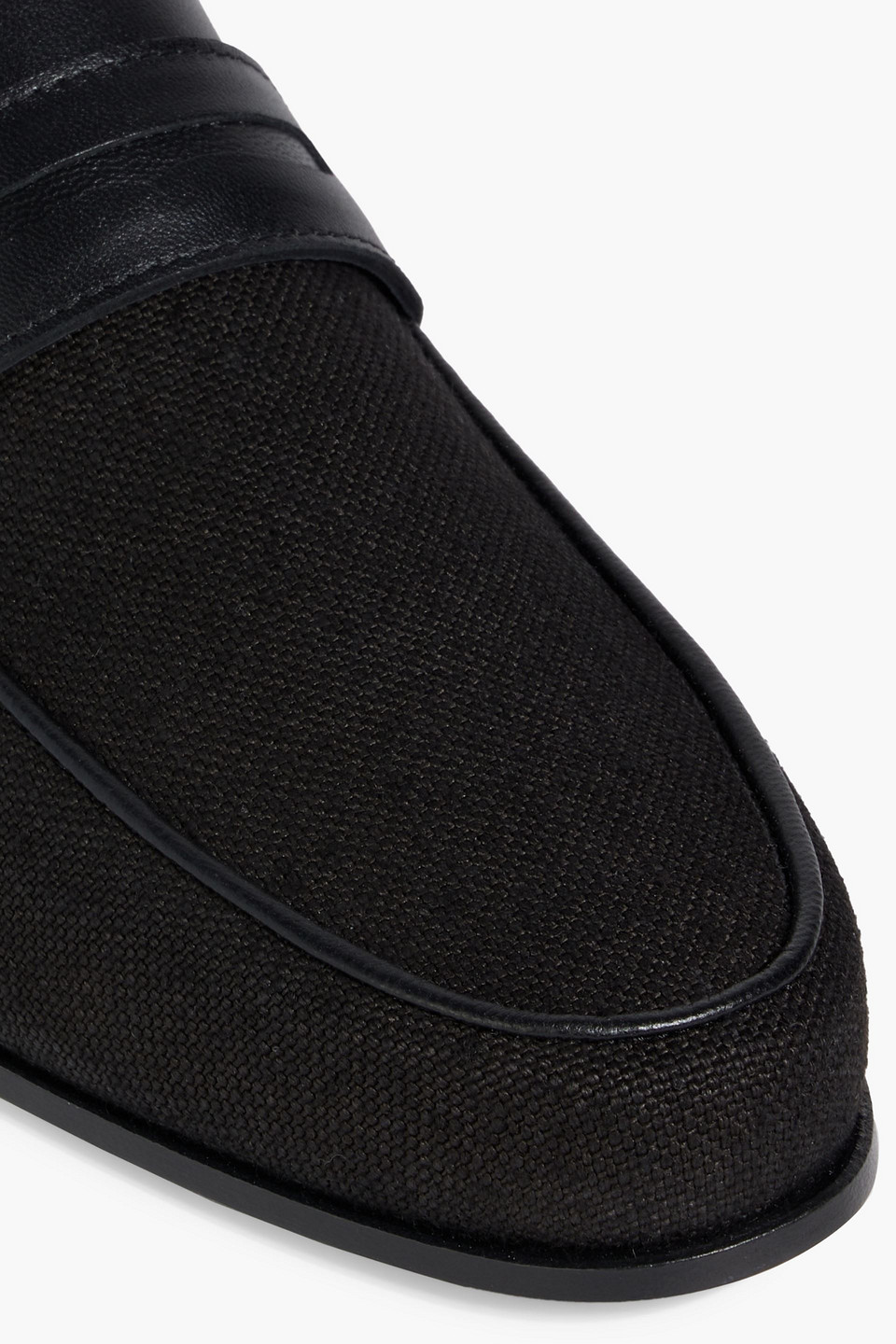 Totême Leather-trimmed Canvas Loafers In Black