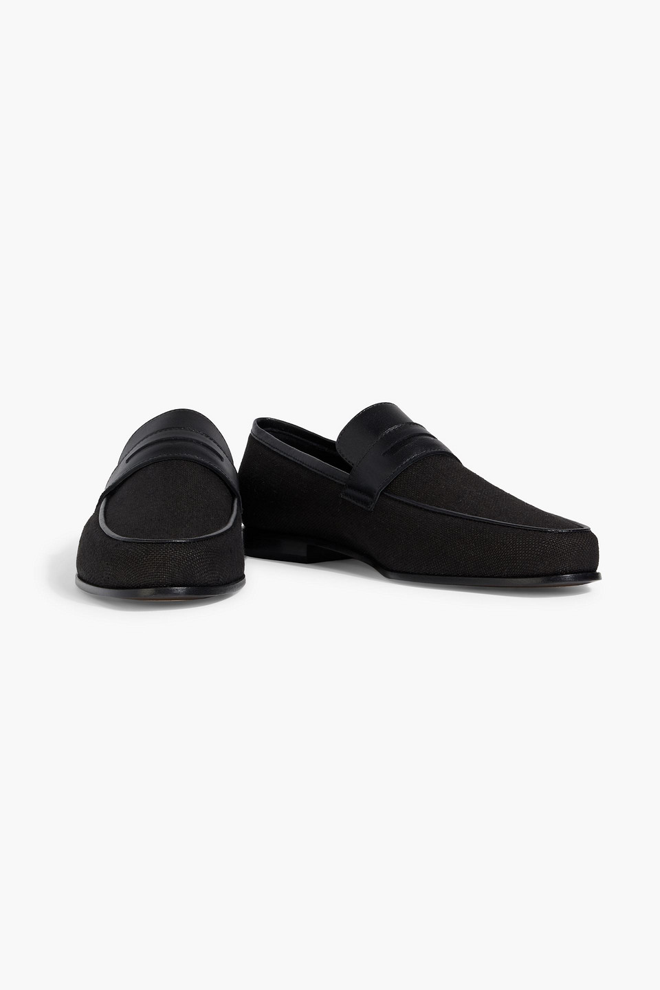 Totême Leather-trimmed Canvas Loafers In Black