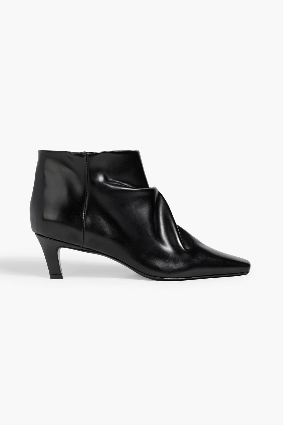 Totême The Slouched Leather Ankle Boots In Black