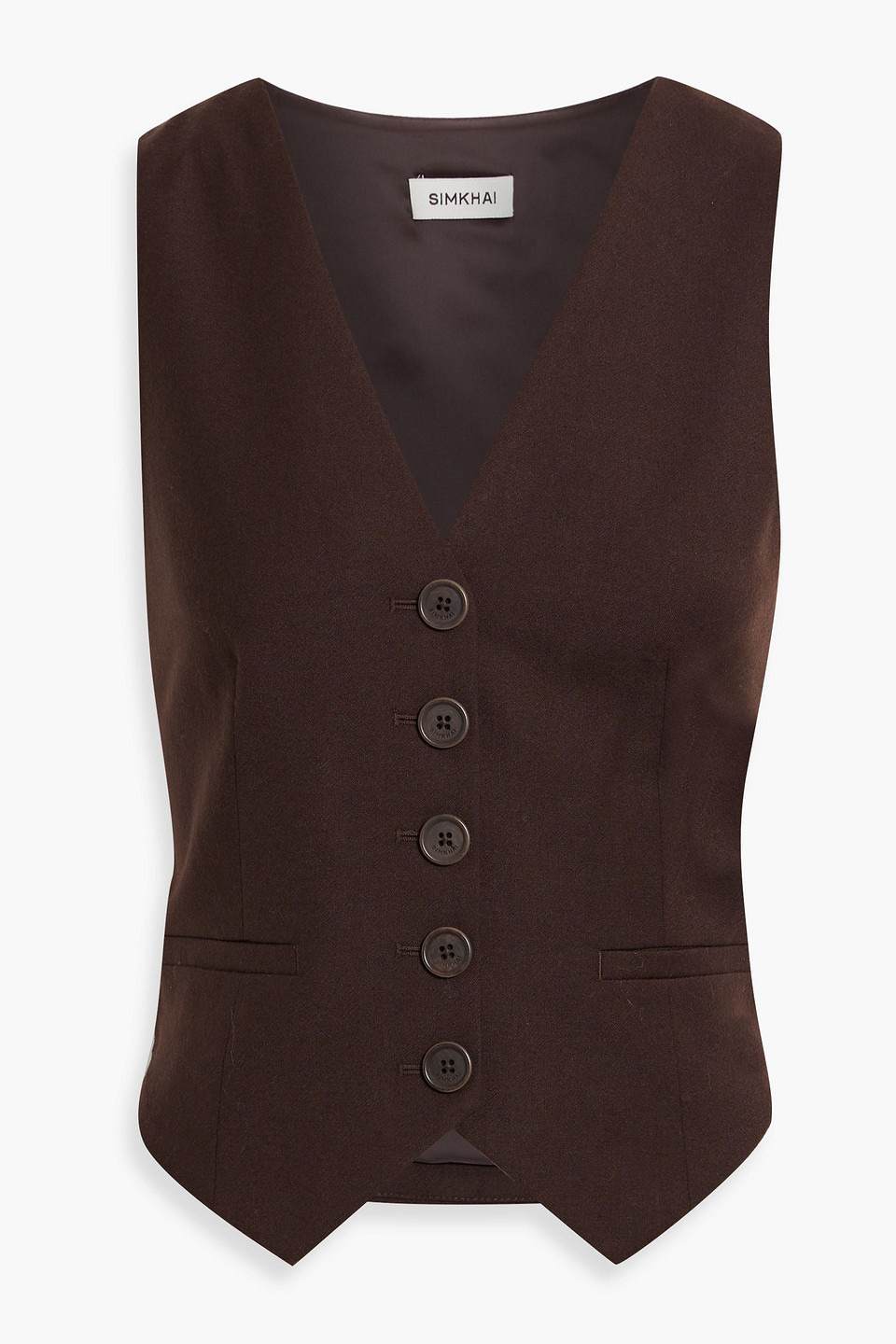 Simkhai Deb Wool-crepe Vest In Chocolate