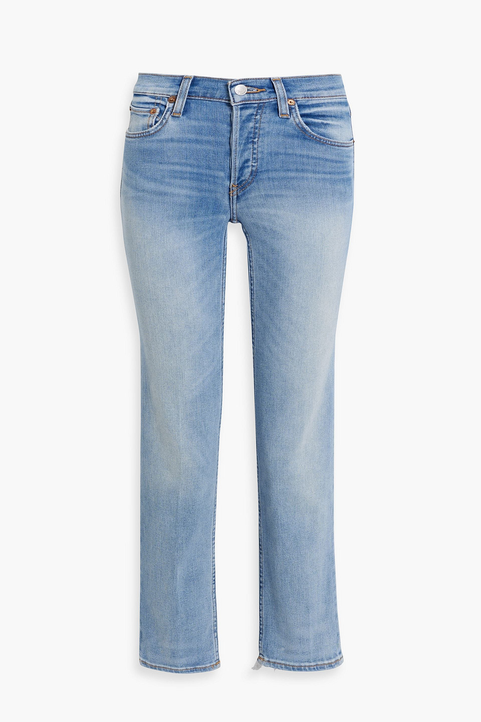 Re/done Cropped Mid-rise Slim-leg Jeans In Light Denim
