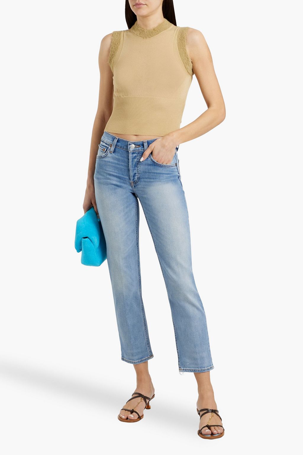 RE/DONE Cropped mid-rise slim-leg jeans