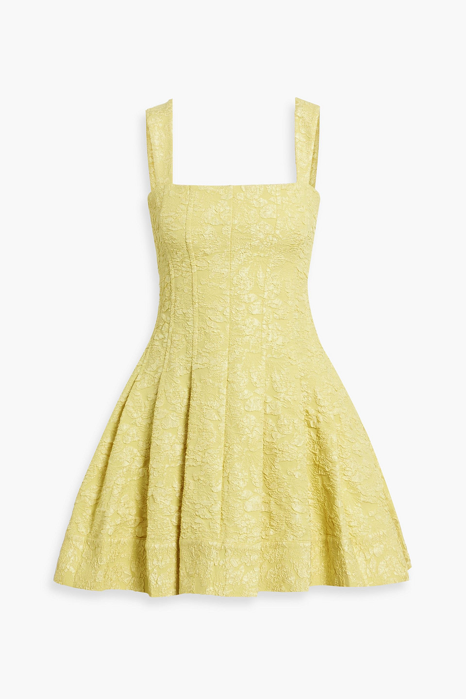 Simkhai Jovie Pleated Cloqué Mini Dress In Pastel Yellow