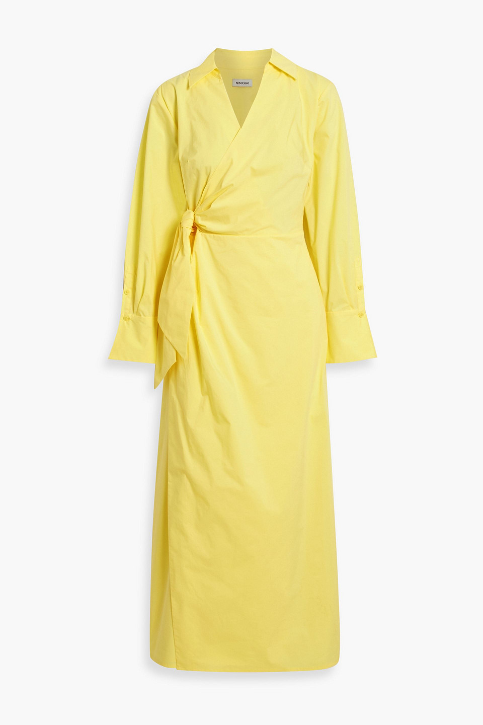 Simkhai Briar Wrap-effect Cotton-blend Poplin Maxi Shirt Dress In Yellow