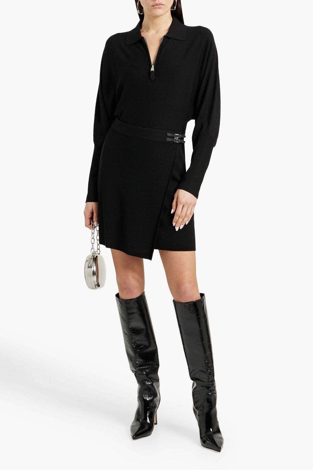 SIMKHAI Harvey wrap-effect merino wool mini dress