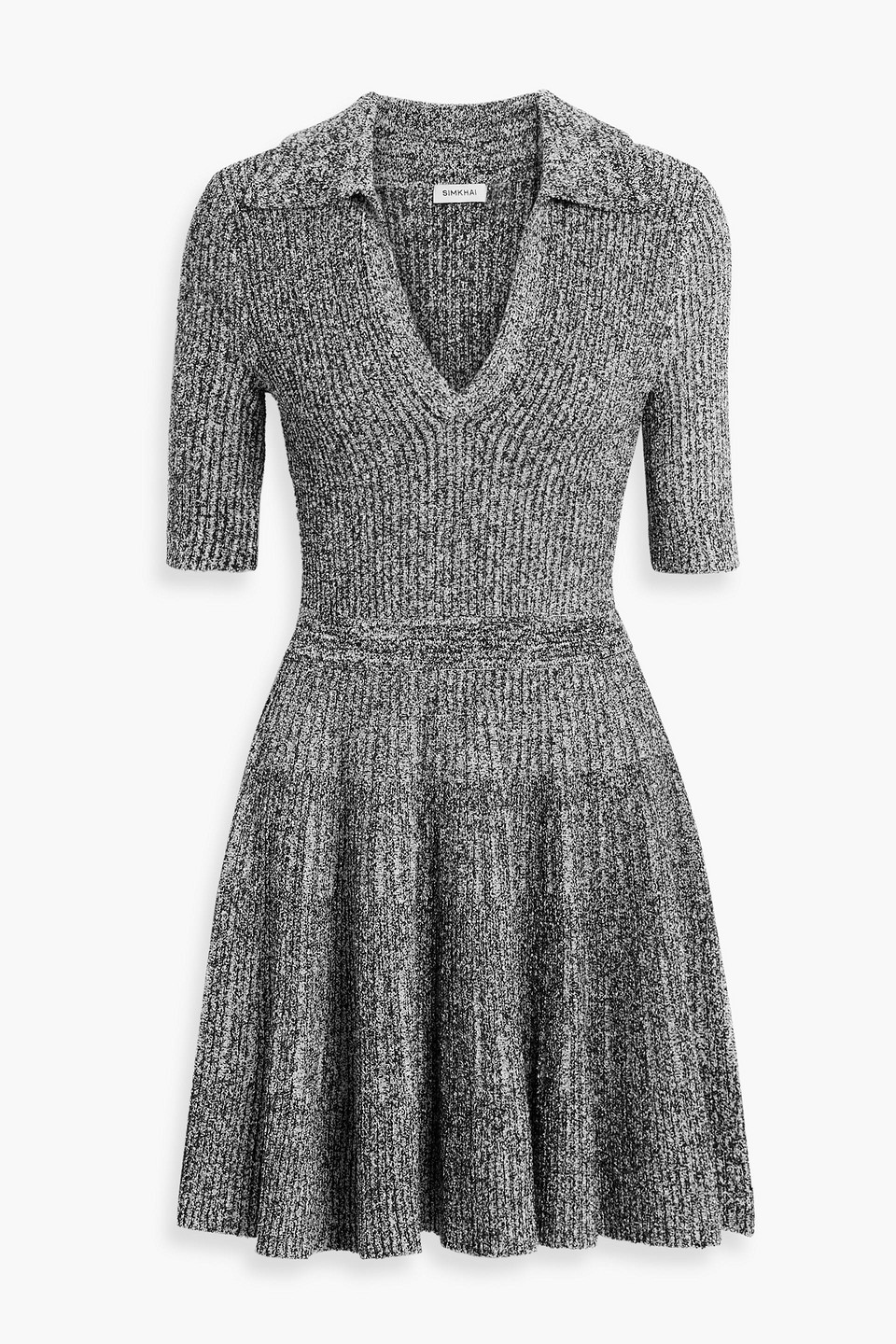 Simkhai Patricia Marled Ribbed-knit Mini Dress In Gray
