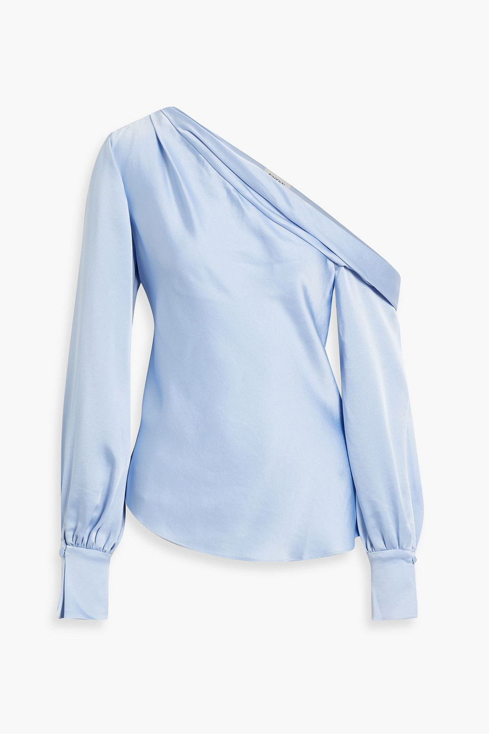 Shop Simkhai Alice One-shoulder Satin-crepe Top In Light Blue
