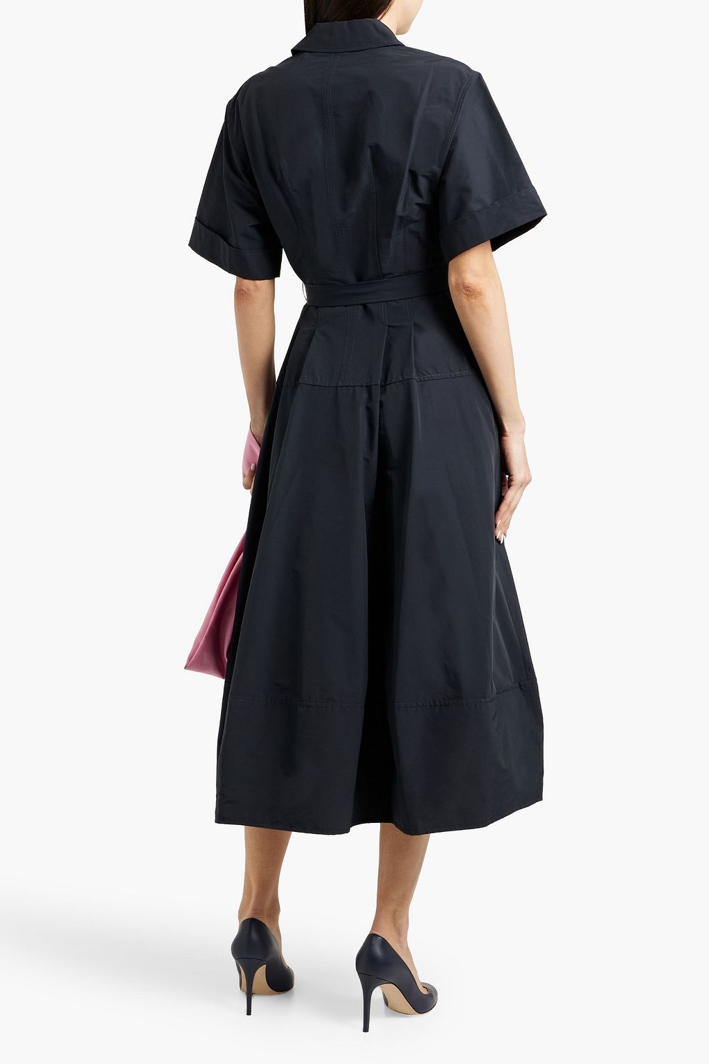 SIMKHAI Deanna belted cotton-blend poplin midi shirt dress