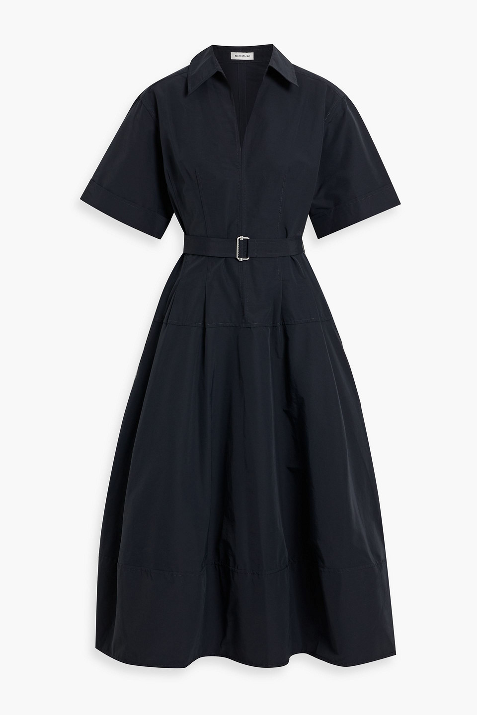 Simkhai Deanna Belted Cotton-blend Poplin Midi Shirt Dress
