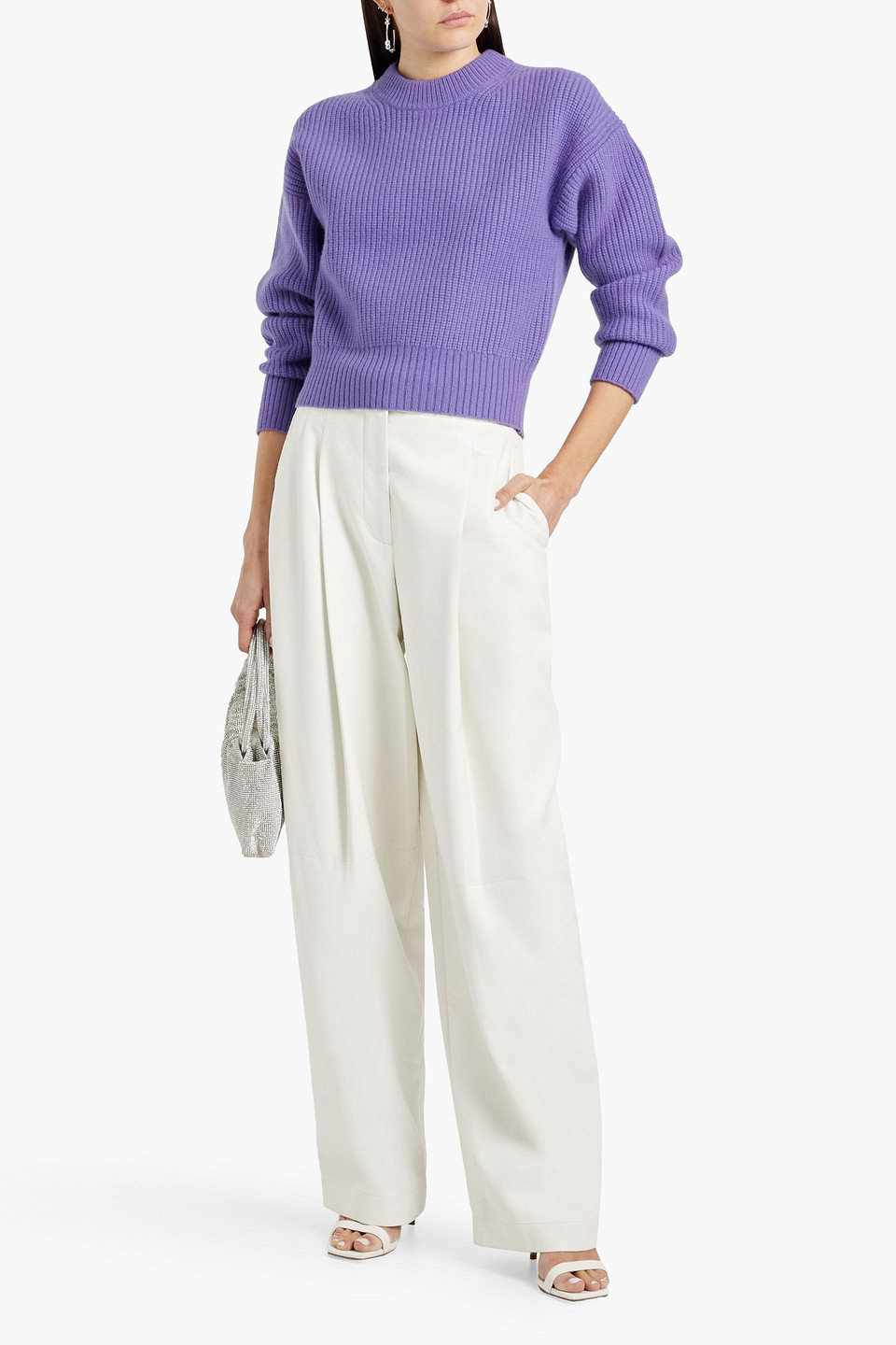 Simkhai Linda Ribbed Merino Wool-blend Sweater In Purple