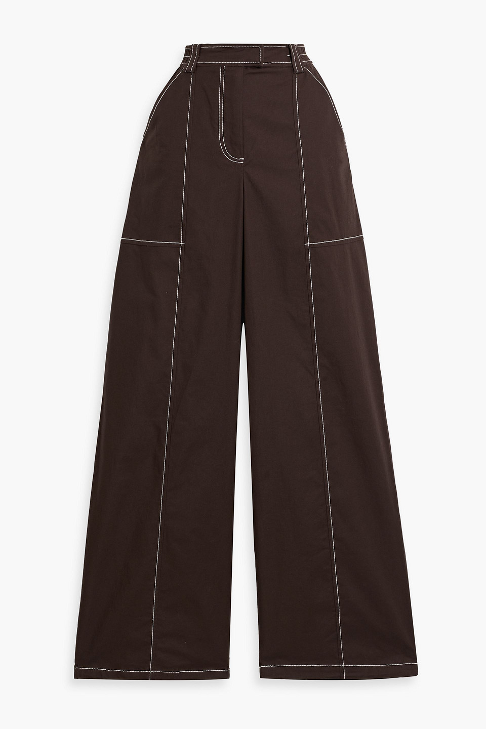 Simkhai Delfina Cotton-blend Wide-leg Pants In Chocolate