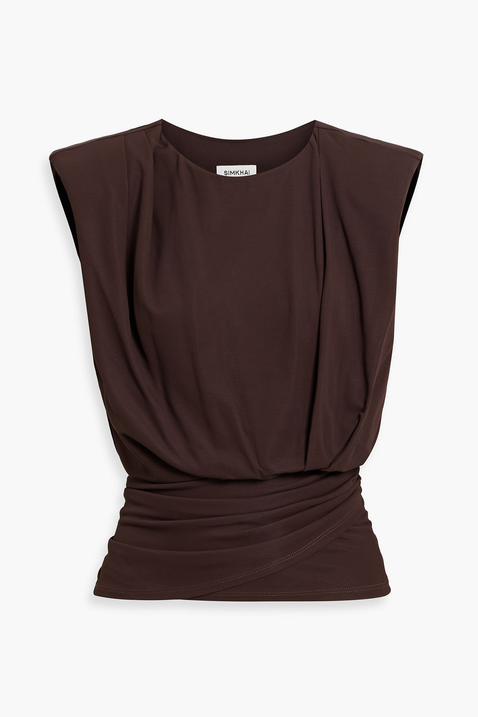 Simkhai Daton Draped Jersey Top In Chocolate