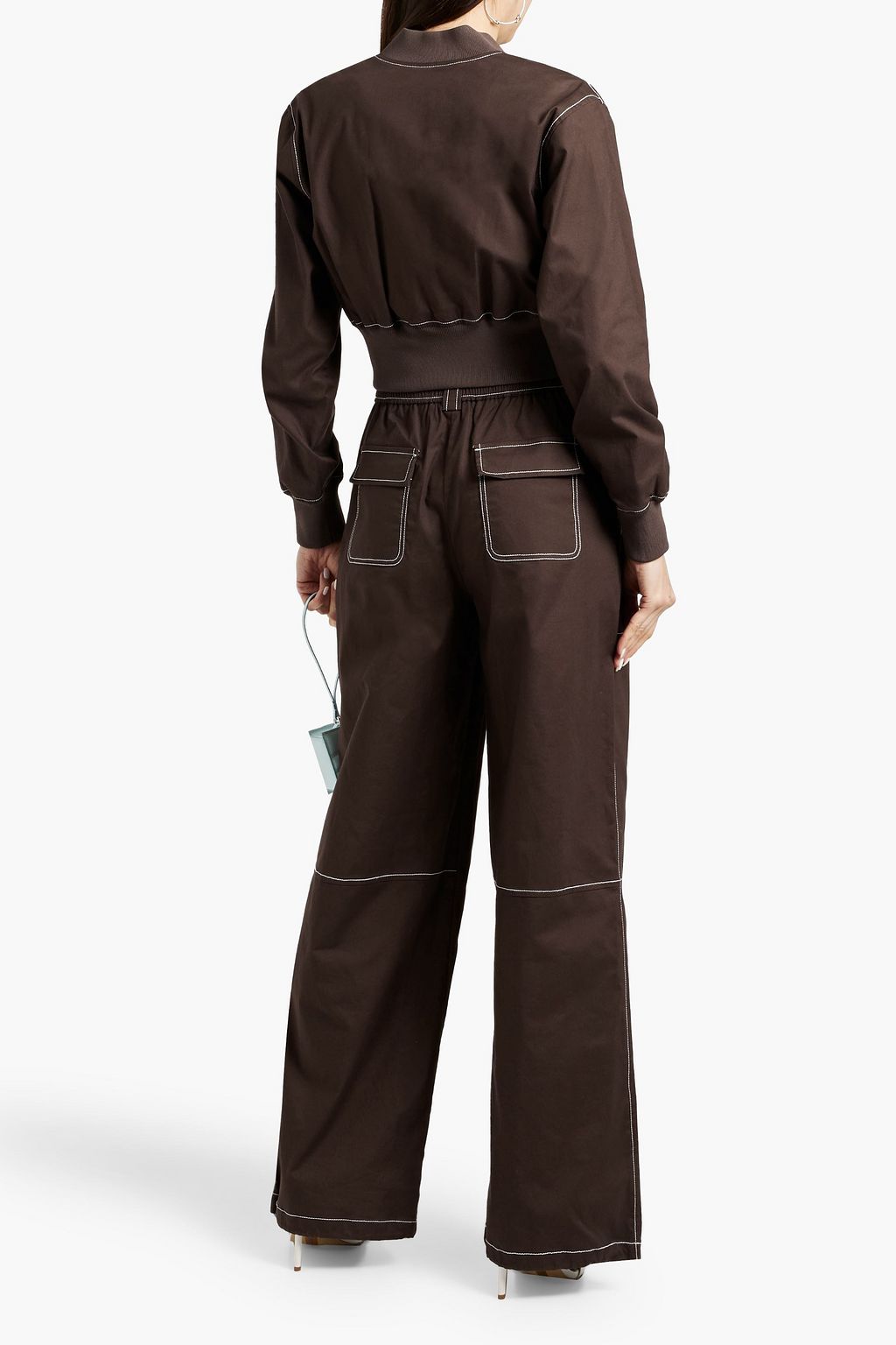 SIMKHAI Lorenzo cropped cotton-blend bomber jacket